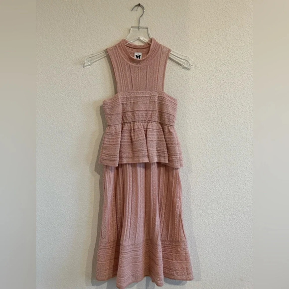 M Missoni Stretch Lace Peplum Dress US4 Baby Pink Shimmer Wedding - Picture 2 of 7